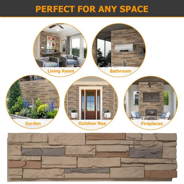 ROOMTEC Faux Stone Wall Panel Polyurethane DIY Home Decor-6