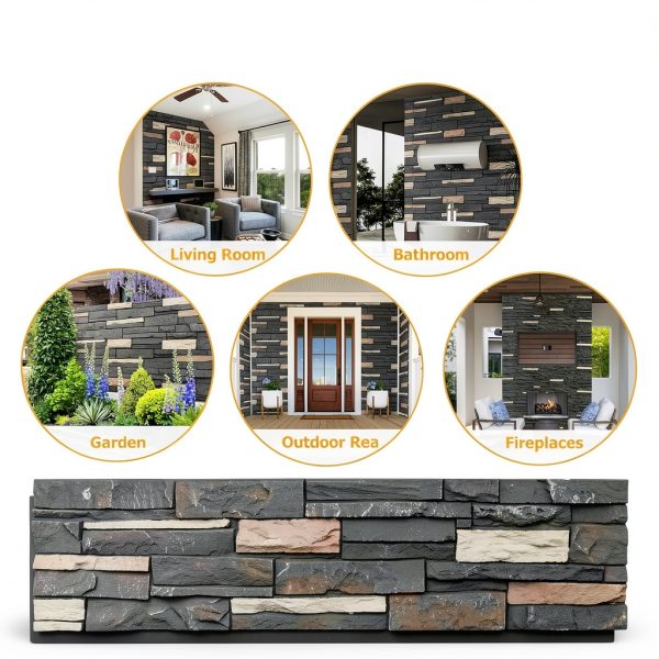 ROOMTEC Faux Stone Wall Panel Polyurethane DIY Exterior-4