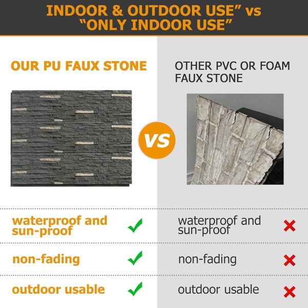 ROOMTEC Faux Stone Wall Panel Polyurethane DIY Exterior-2