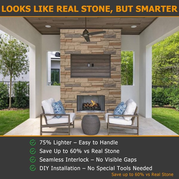 ROOMTEC Faux Stone Wall Panel Polyurethane DIY Home Decor-4