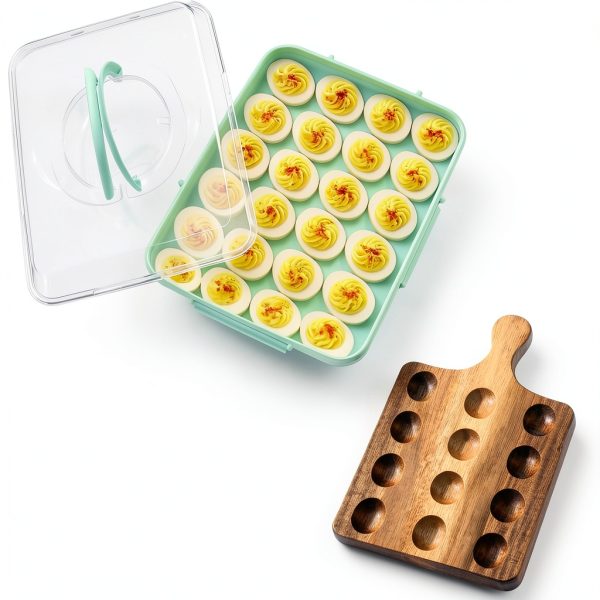 Deviled Egg Containers with Lid - Reusable Platter 2 Pack 48 Count-3