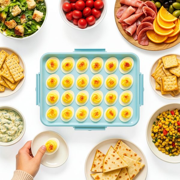 Deviled Egg Containers with Lid - Reusable Platter 2 Pack 48 Count-8