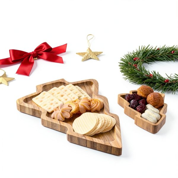 2PCS Wood Serving Platters:Christmas Tree Shaped Wooden Tray for Japanese Sashimi, Holiday Platters,Serving Charcuterie Board Decorative Cheese Cookie Trays Sandwich Dessert Snacks-6