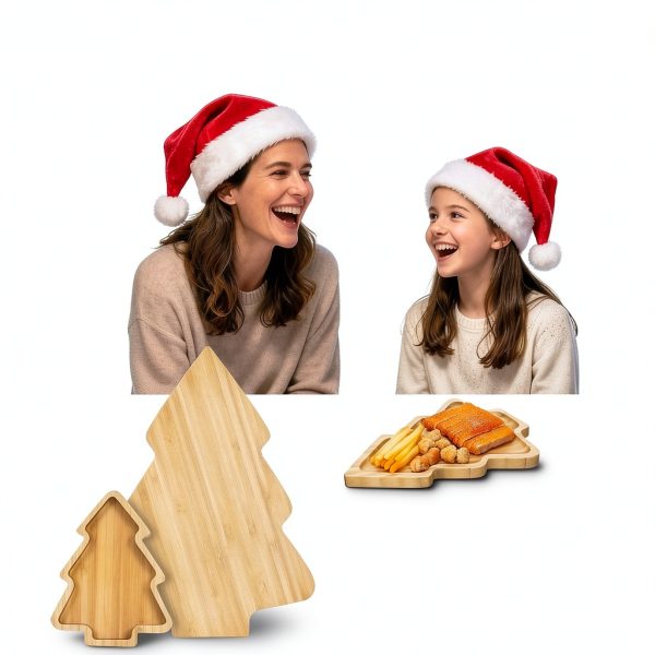 2PCS Wood Serving Platters:Christmas Tree Shaped Wooden Tray for Japanese Sashimi, Holiday Platters,Serving Charcuterie Board Decorative Cheese Cookie Trays Sandwich Dessert Snacks-4