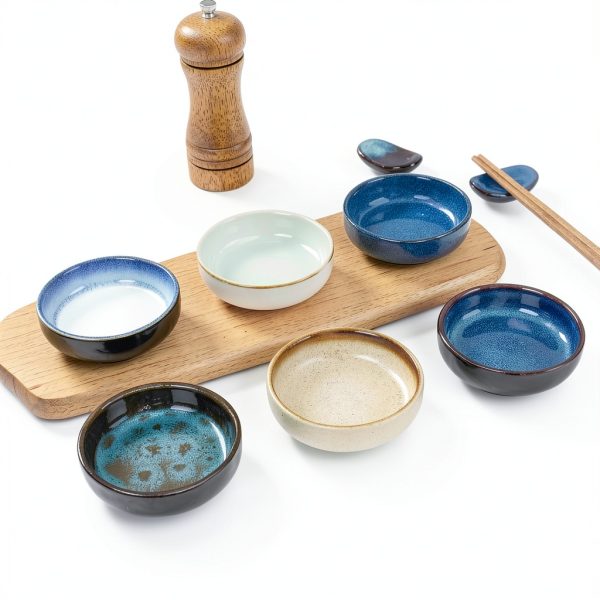 3.35 Inch Ceramic Soy Sauce Dish Set of 6, Assorted Colors by STE-CER-1