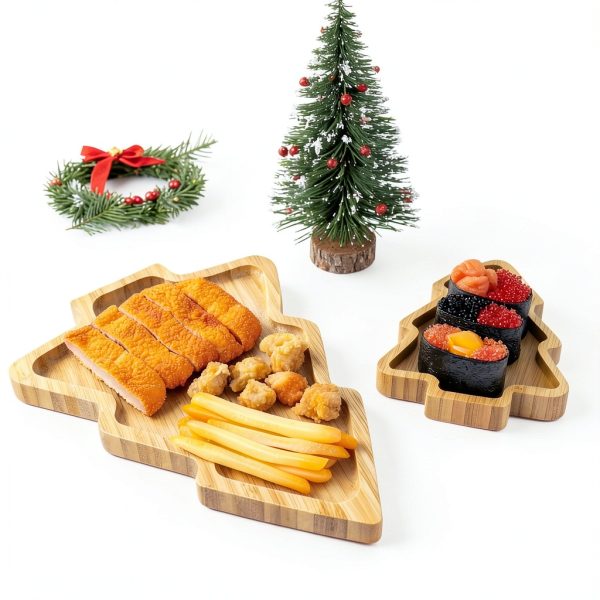 2PCS Wood Serving Platters:Christmas Tree Shaped Wooden Tray for Japanese Sashimi, Holiday Platters,Serving Charcuterie Board Decorative Cheese Cookie Trays Sandwich Dessert Snacks-7
