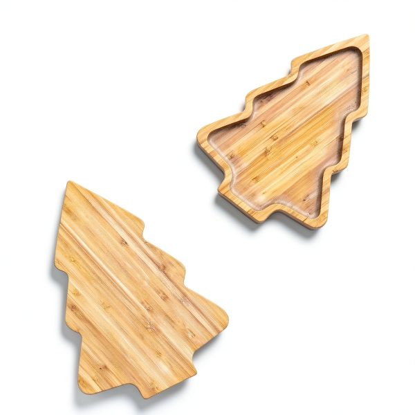 2PCS Wood Serving Platters:Christmas Tree Shaped Wooden Tray for Japanese Sashimi, Holiday Platters,Serving Charcuterie Board Decorative Cheese Cookie Trays Sandwich Dessert Snacks-2