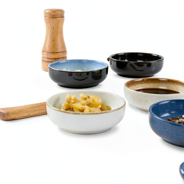 3.35 Inch Ceramic Soy Sauce Dish Set of 6, Assorted Colors by STE-CER-2