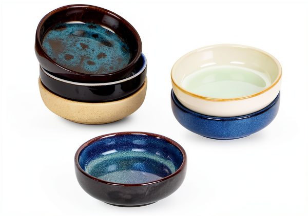 3.35 Inch Ceramic Soy Sauce Dish Set of 6, Assorted Colors by STE-CER-0