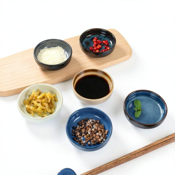 3.35 Inch Ceramic Soy Sauce Dish Set of 6, Assorted Colors by STE-CER-3